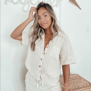 Linen Button Up Top + Shorts
